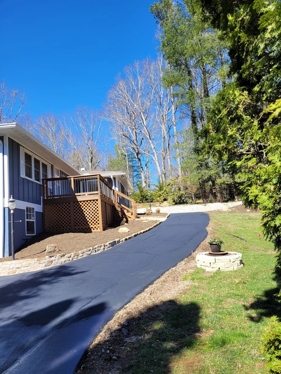 A new drive and turnaround beside a mountain home