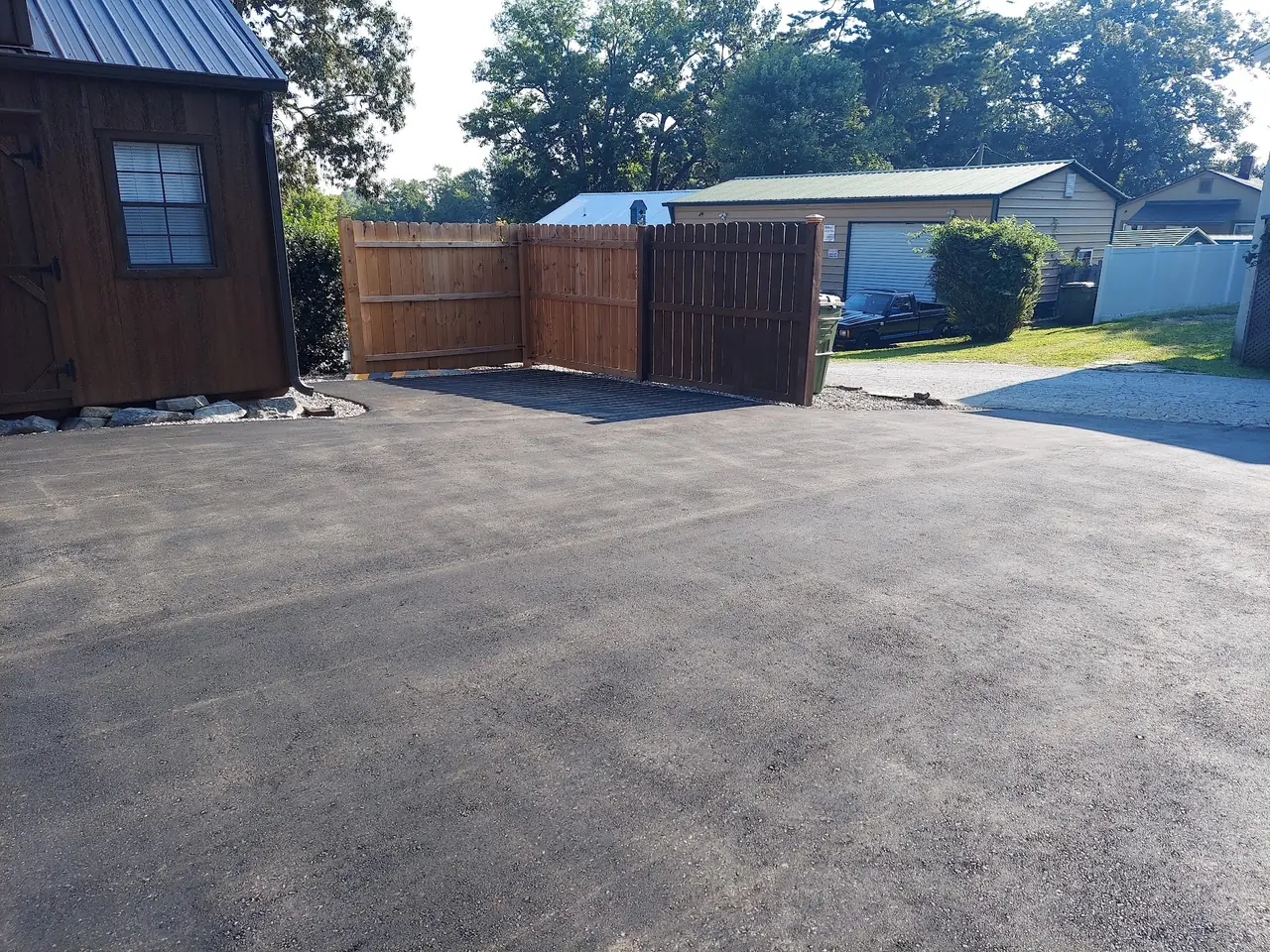 A freshly paved small commercial lot
